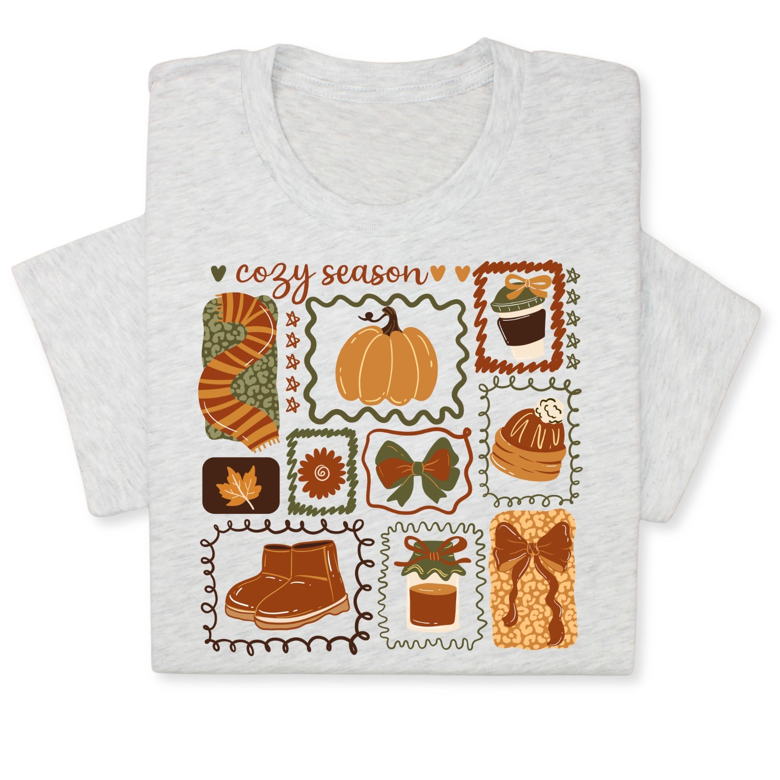 Cozy Season Fall T-Shirt, Autumn Coffee Pumpkin Graphic Tee Gift