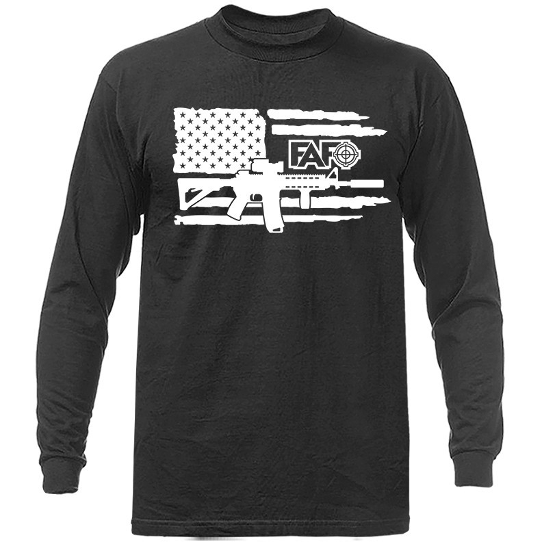 FAFO 2A Pro Gun Rights Patriotic American Flag Long Sleeve Shirt