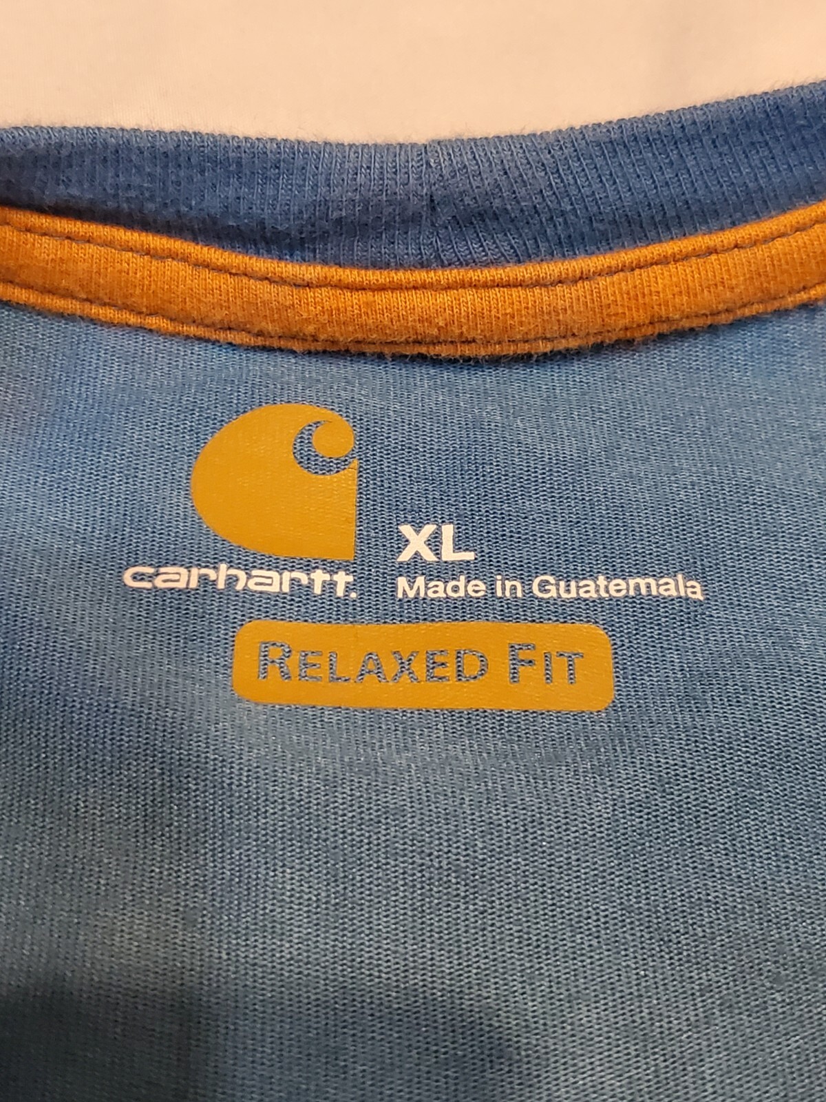 Carhartt T-Shirt Blue Short Sleeve Crew Neck Size XL Pocket 24×29.5 FADED AREAS