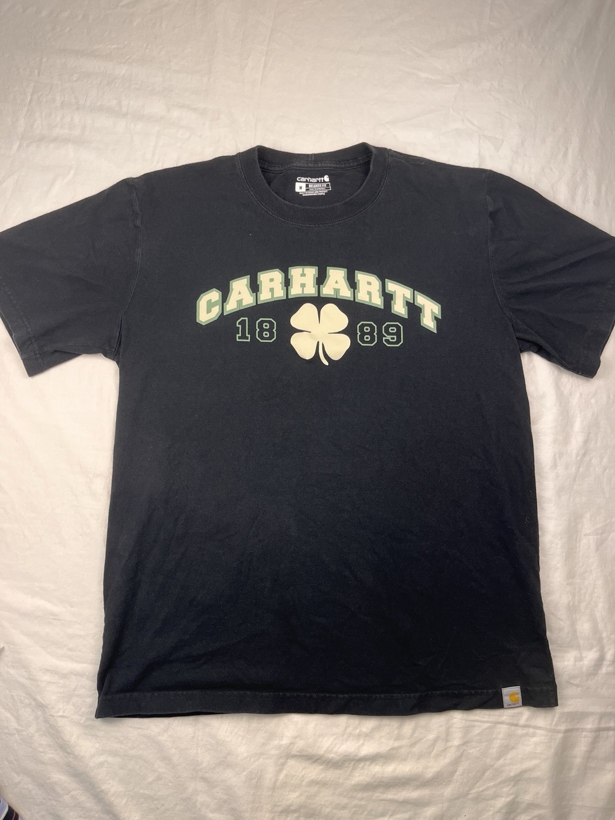 Carhartt Shamrock T-Shirt Relaxed Fit Heavyweight Short Sleeve M Black
