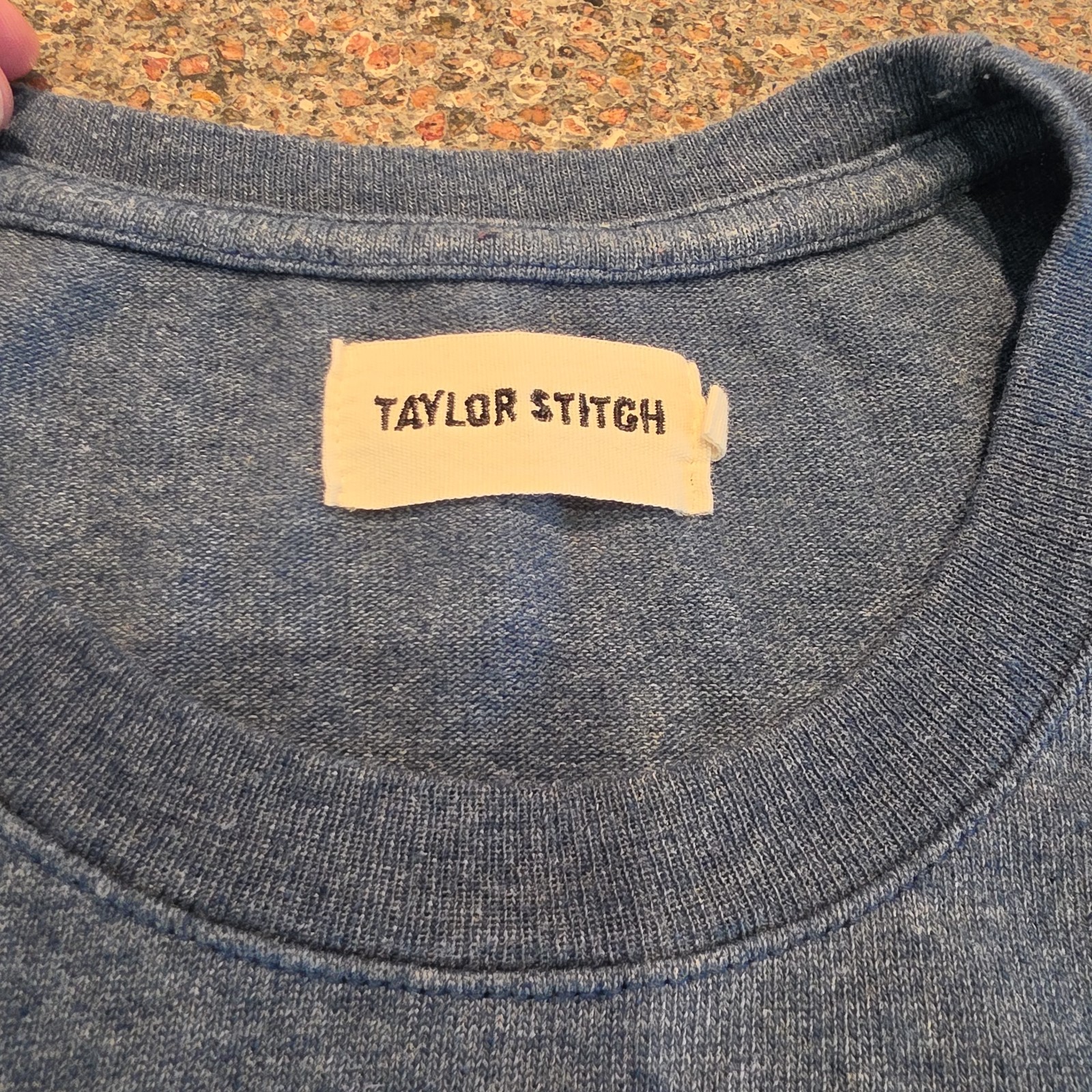 TAYLOR STITCH Heather Blue Short Sleeve Pocket Shirt Sz 42 (L) Heavy Cotton EUC