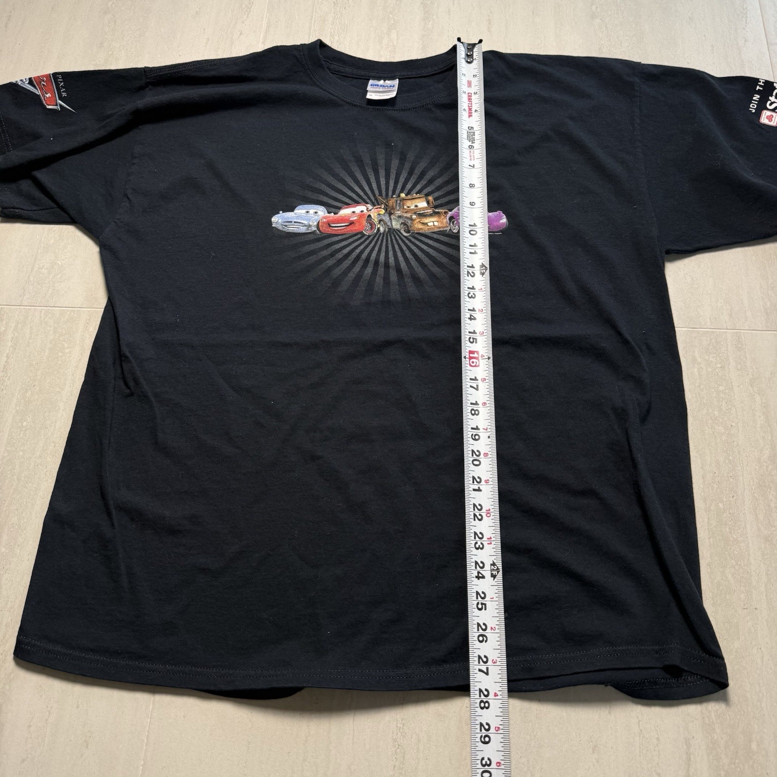 Disney Pixar Cars T-Shirt XL Black Gildan Heavy Cotton State Farm Promo