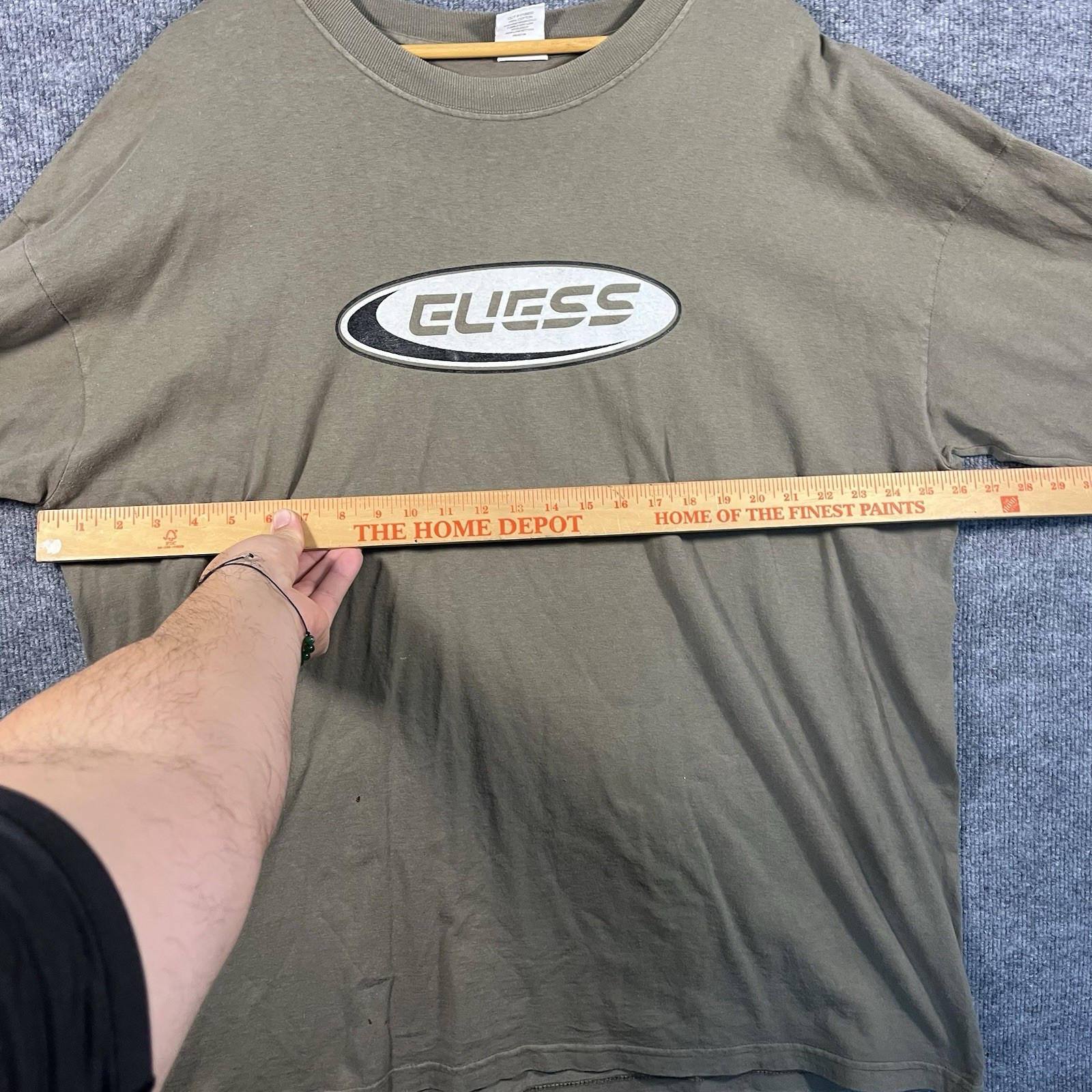 Vintage 90s Guess Jeans Logo Long Sleeve Green T-Shirt USA Mens XL