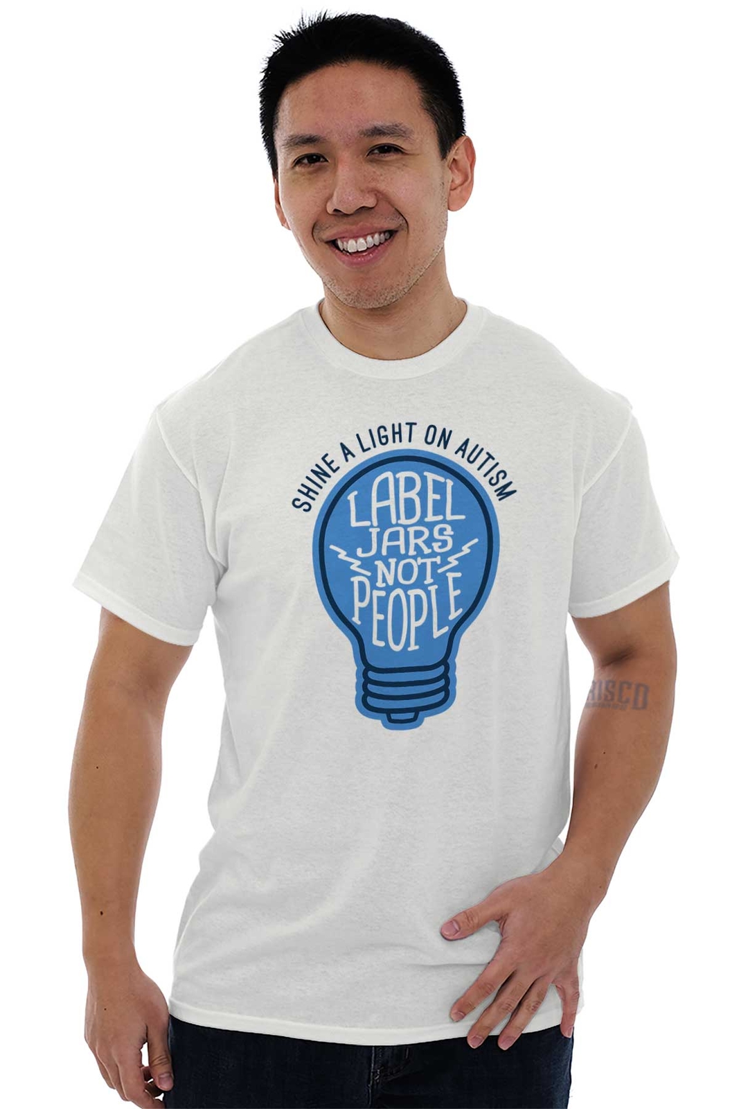 Shine A Light Autism Awareness Autistic Walk Womens or Mens Crewneck T Shirt Tee