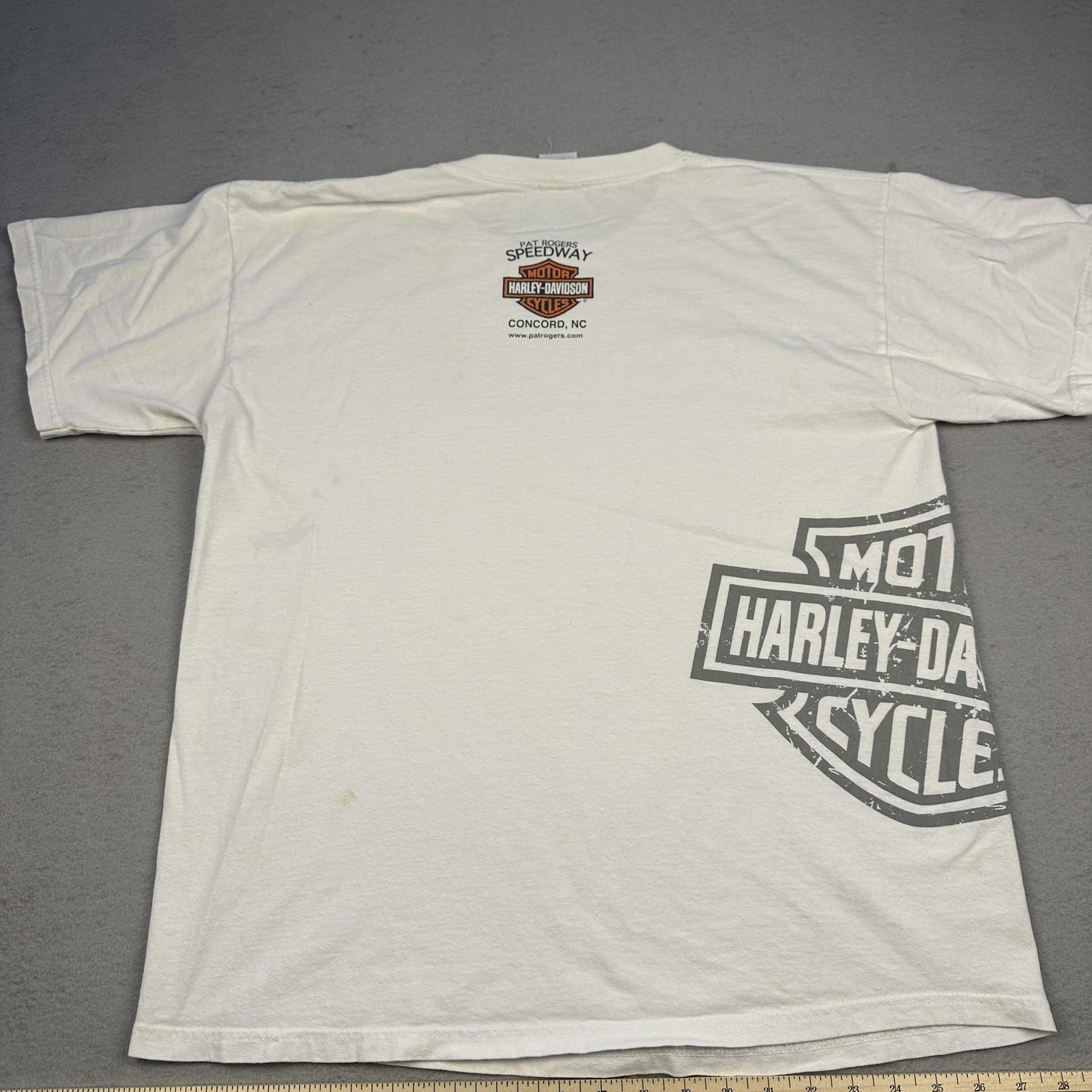 Harley Davidson Speedway Shirt Mens Large White Pat Rogers Concord NC Logo