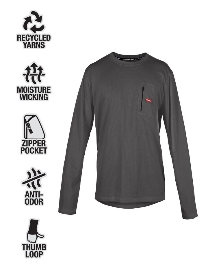Wrangler Heavy Weight Waffle Thermal Shirt NWT L gray anti-odor moisture wickin