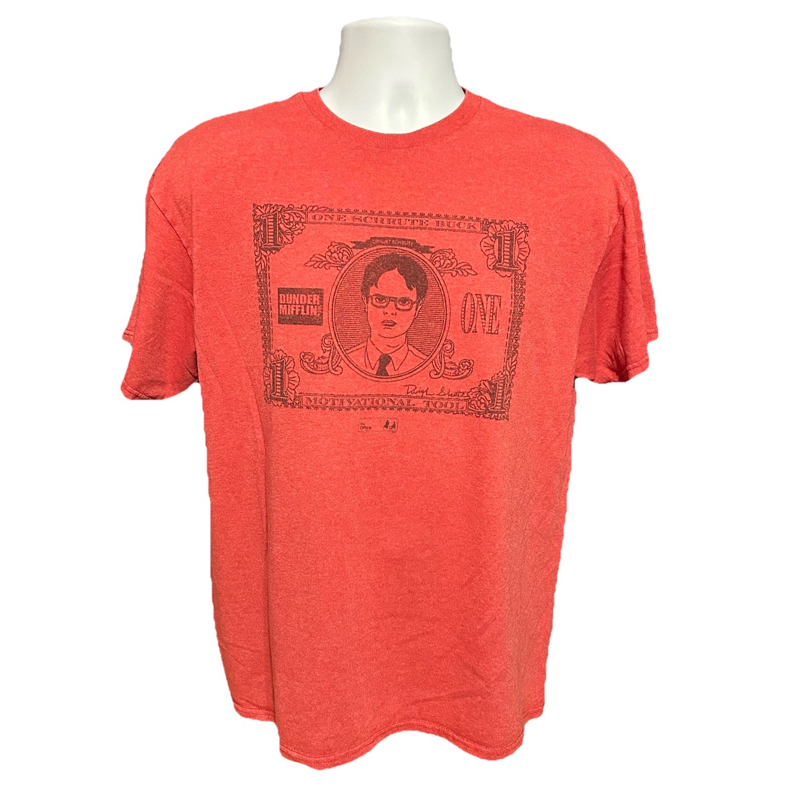 The Office Dwight Schrute Shirt Men Large Heather Red Short Sleeve Schrute Buck