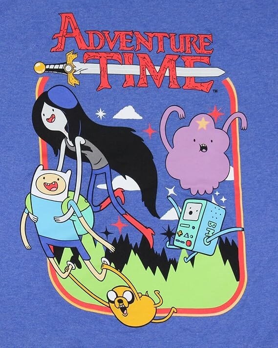 Cartoon Network Adventure Time Mens Finn And Friends Blue Shirt New 2XL