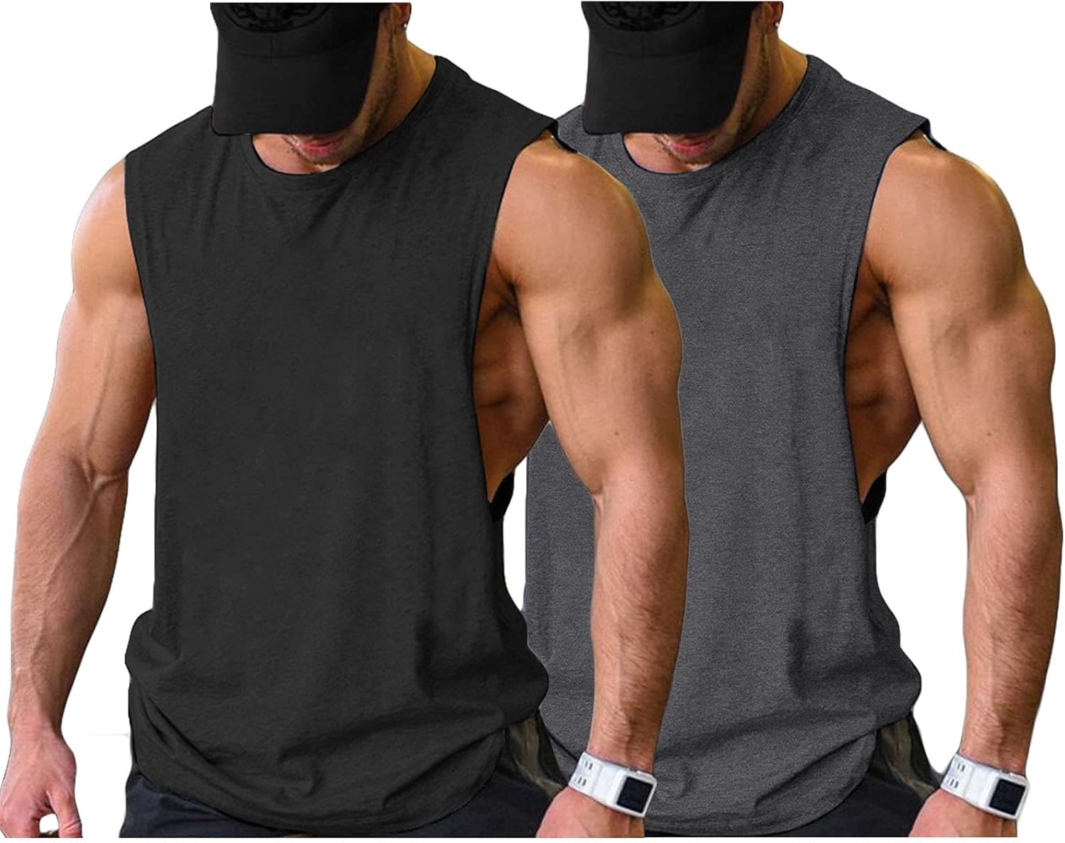 COOFANDY Men Workout Tank Top 2 Pack Gym Bodybuilding Sleeveless T Shirts