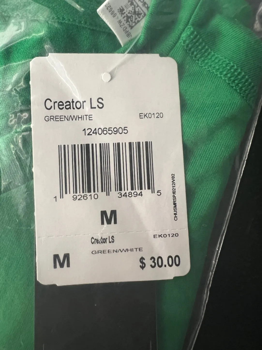 Adidas Creator Tee LS Green White M Medium Men’s Shirt Long Sleeve