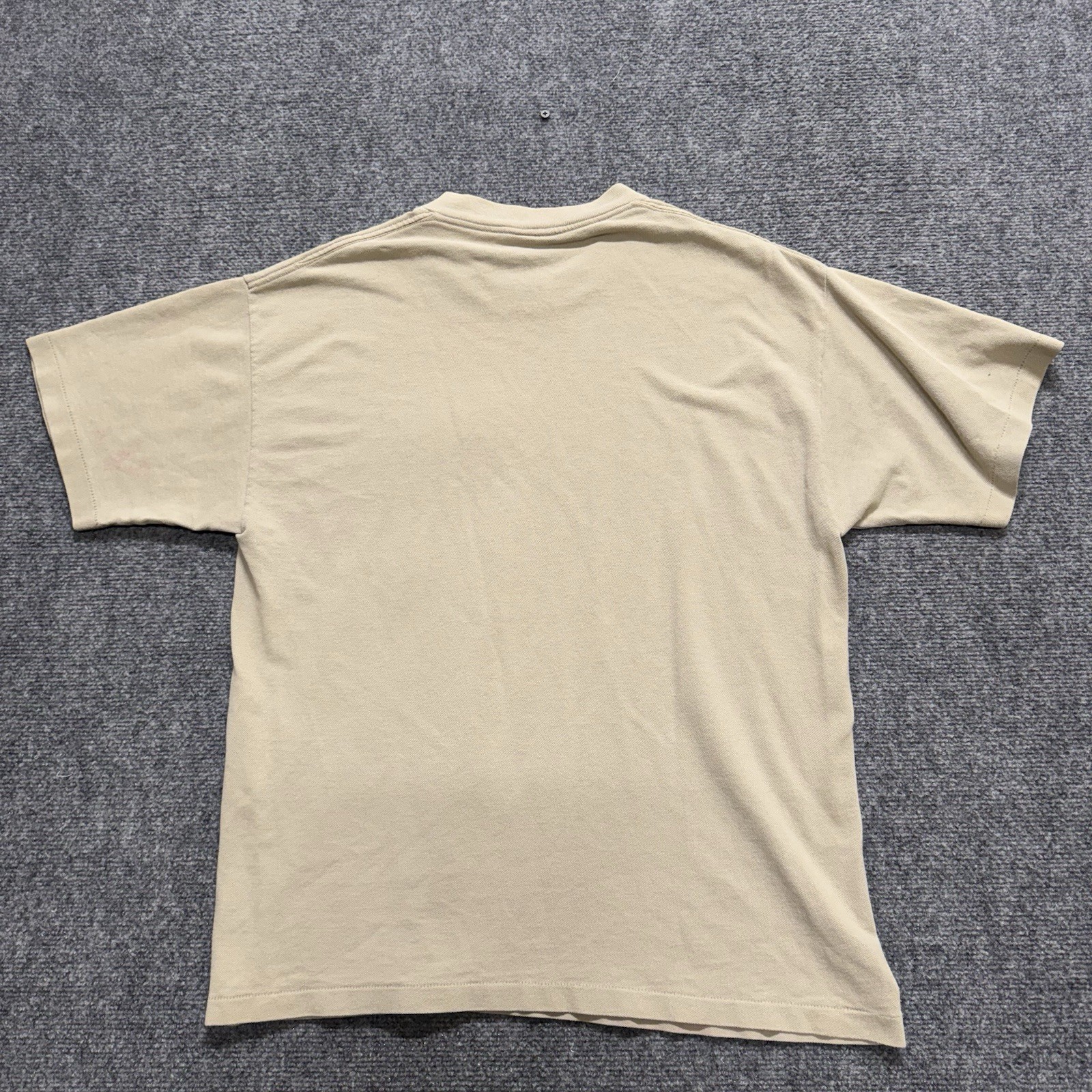 VTG Basic Editions T-Shirt Men’s Large Single Stitch Cotton Blank Beige Stained
