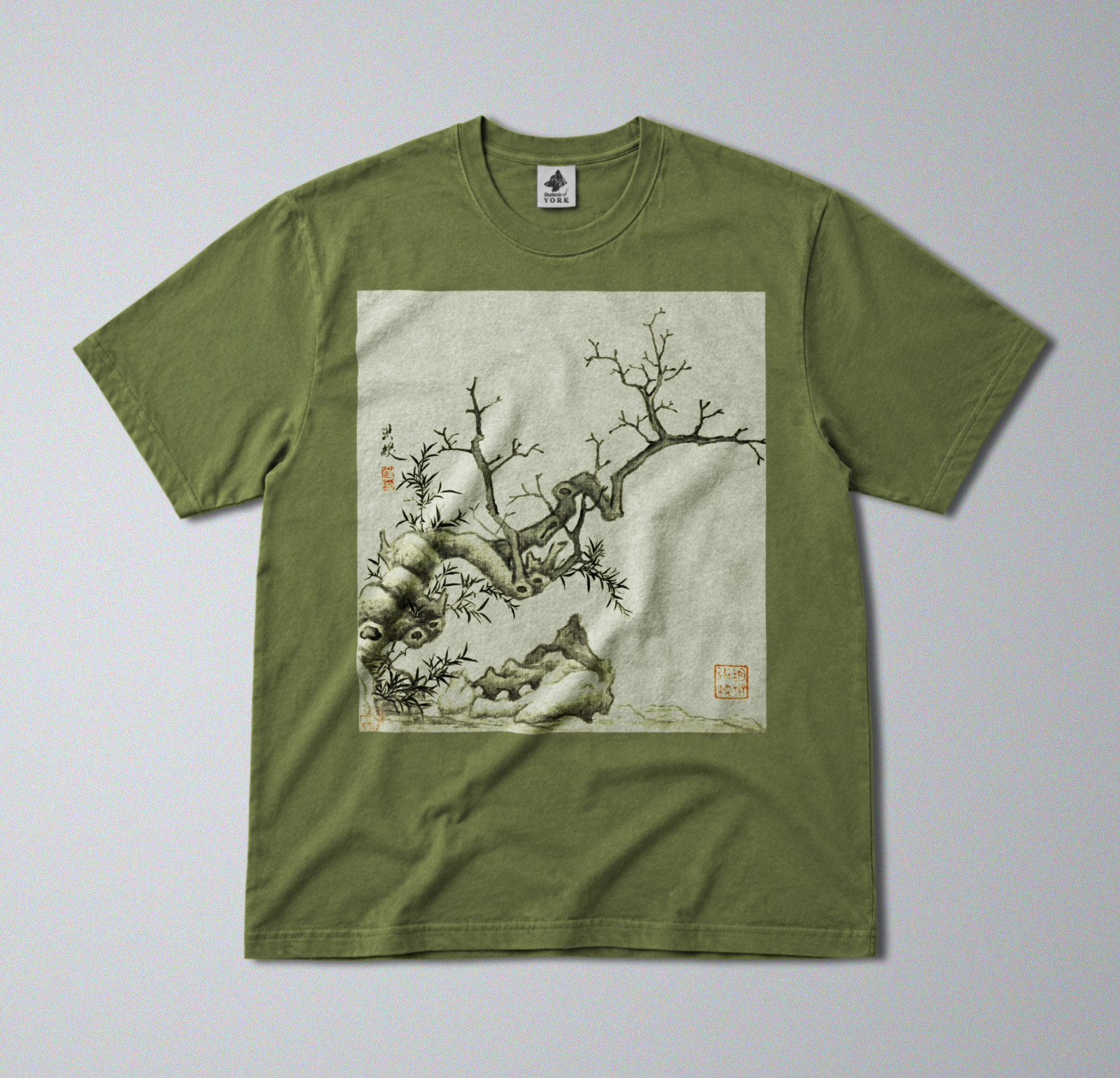 100% Cotton Tee – Regular Fit – Unisex – Chinese Botanical Print – Winter Scene