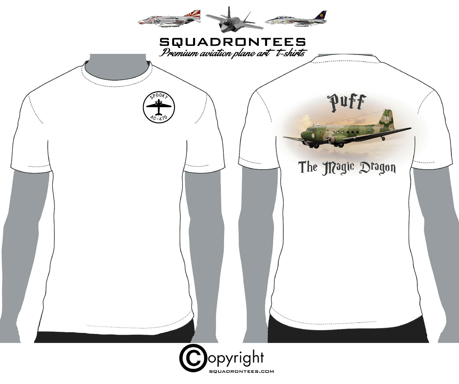 AC-47 Puff Side View – Premium Plane Art T-Shirt