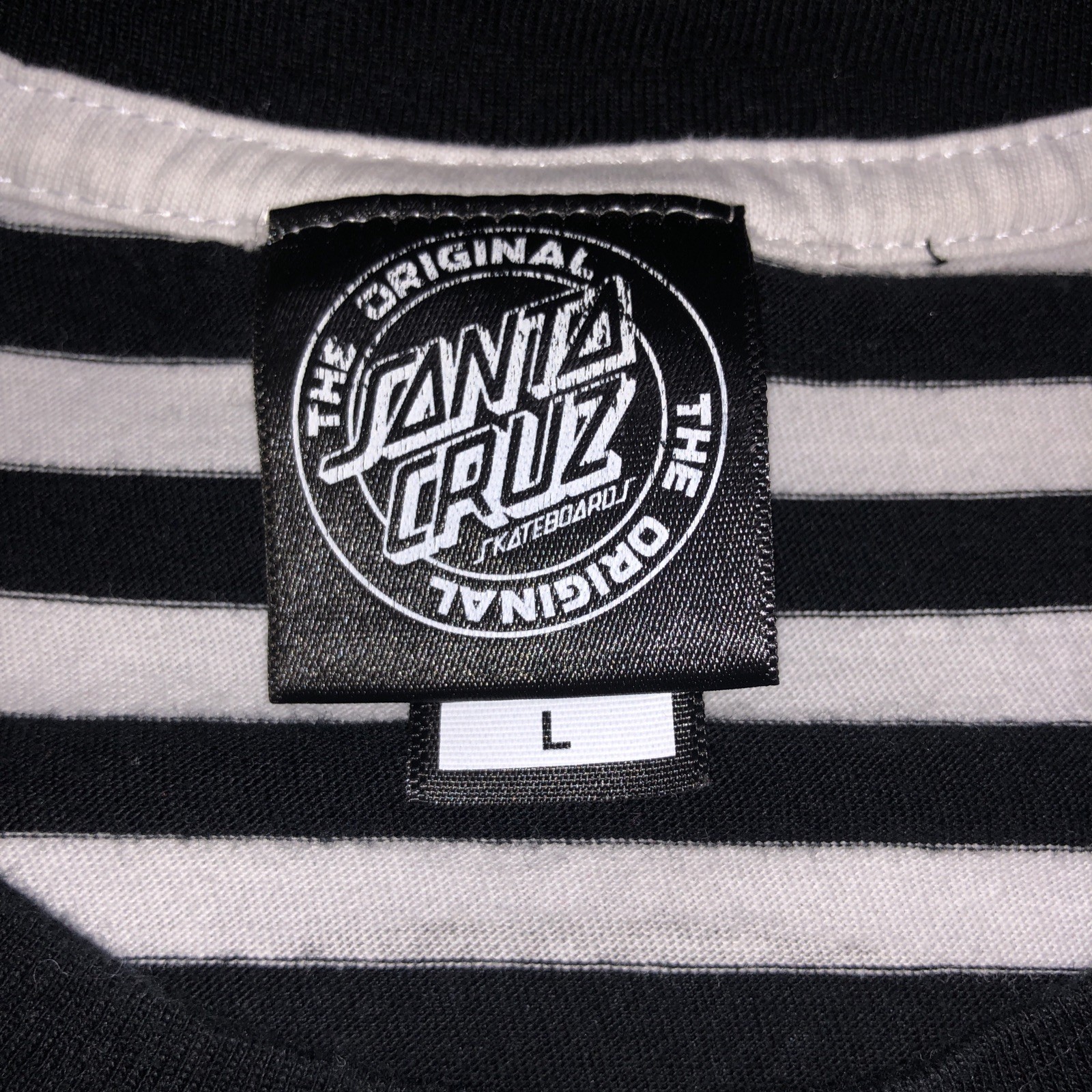 Santa Cruz Skateboards Shirt Dot Logo Striped Black And White Hip Hop