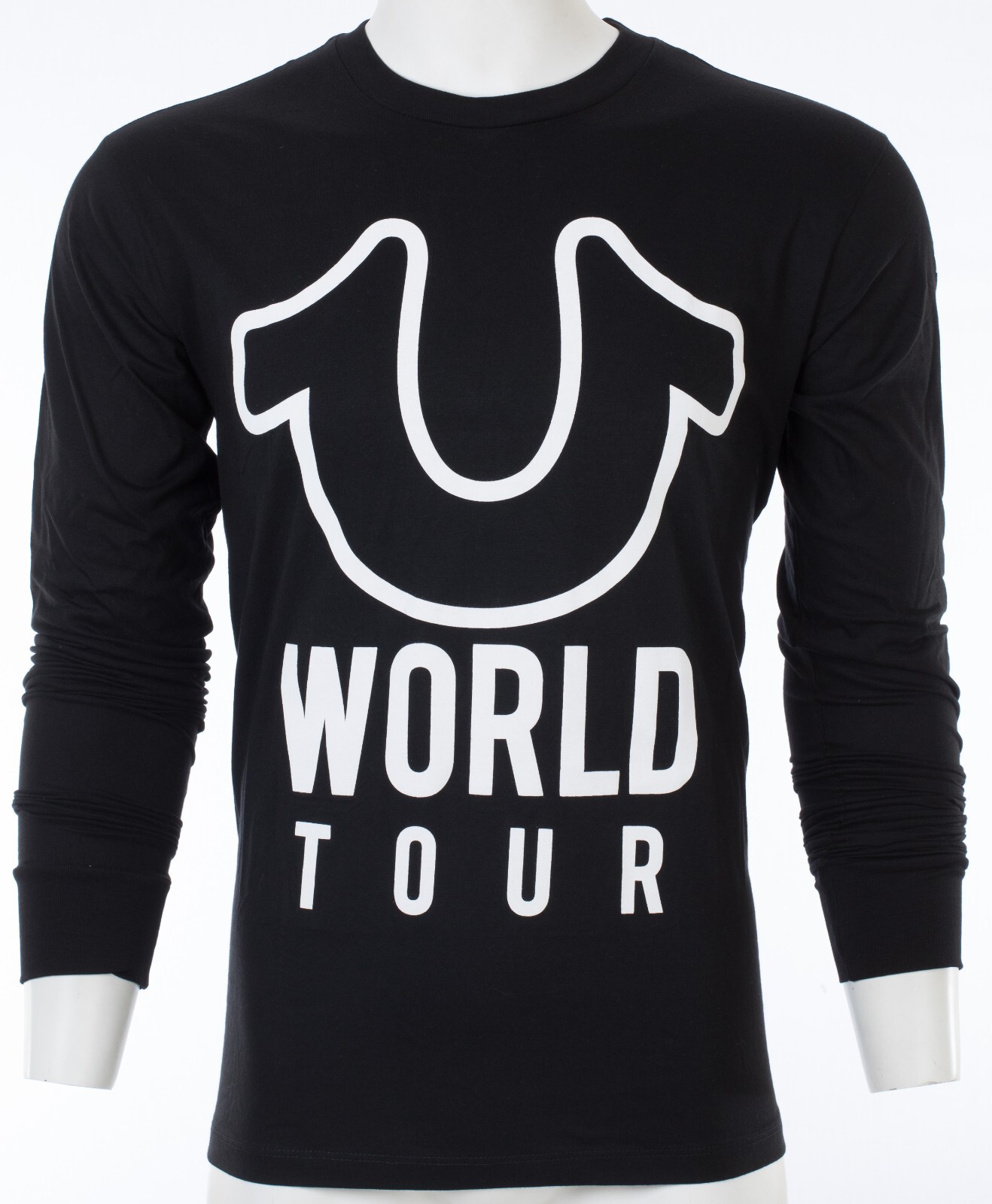 $79 TRUE RELIGION Black White WORLD TOUR Long Sleeve Designer Graphic T-shirt
