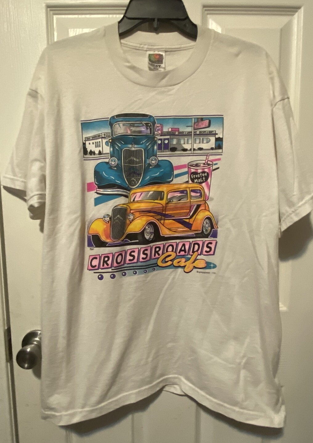 Crossroads Cafe 50s Retro Throwback Shirt XL Street Rod Classic Drag Cars Racing