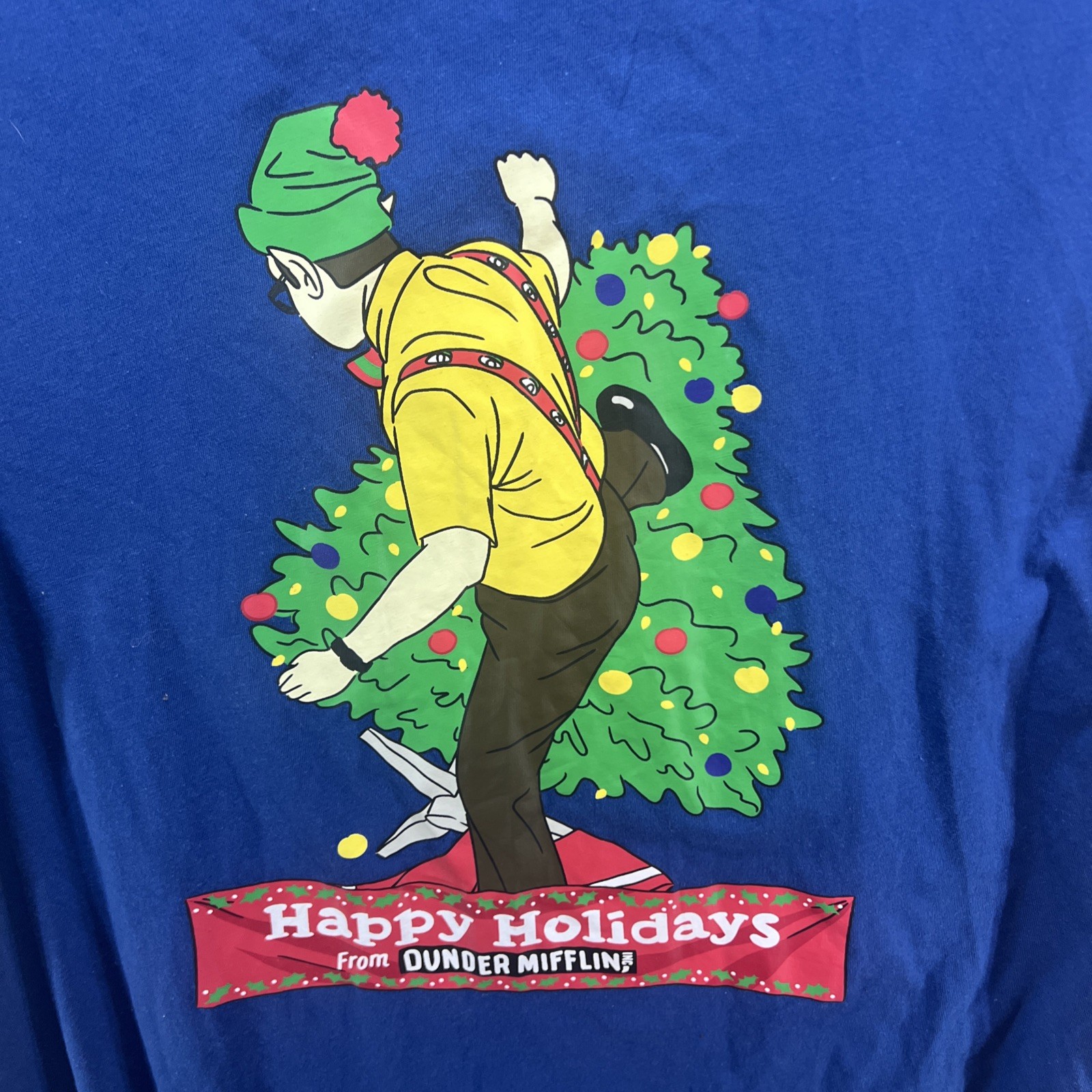 The Office Dunder Mifflin Dwight Schrute Happy Holidays T-Shirt Sz L Christmas