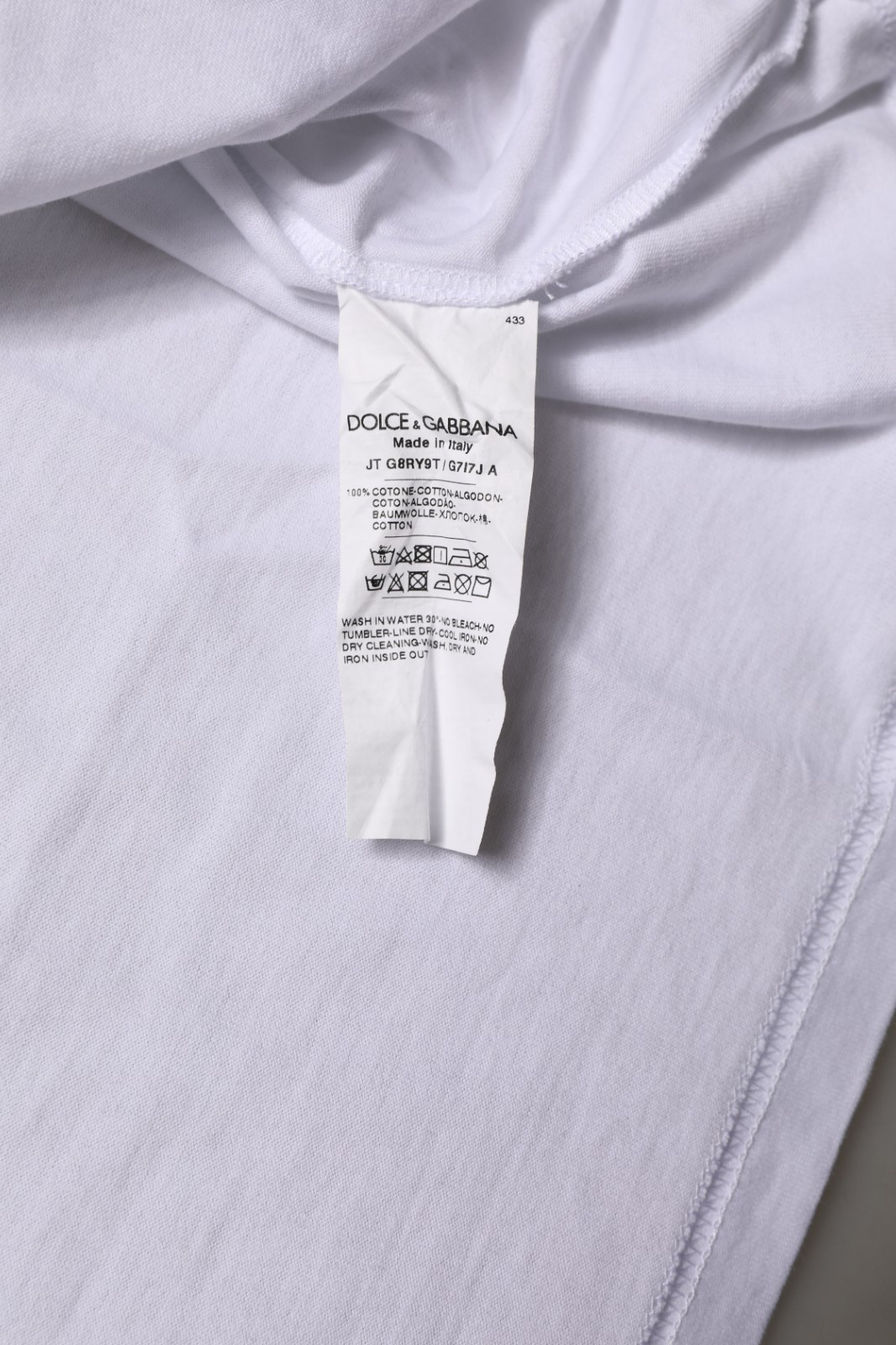 DOLCE & GABBANA T-shirt White DG Logo Print Short Sleeves Men IT48/US38/M 600usd