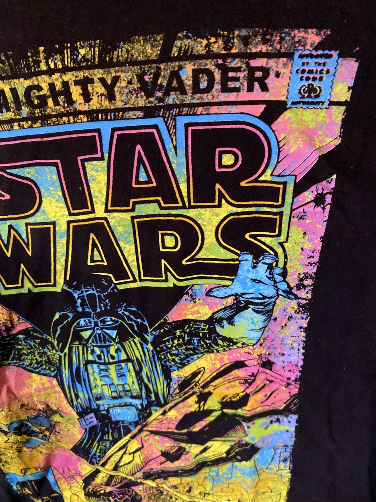 Star Wars “The Mighty Vader” Comic Book Theme Splatter T-Shirt Adult Size Large