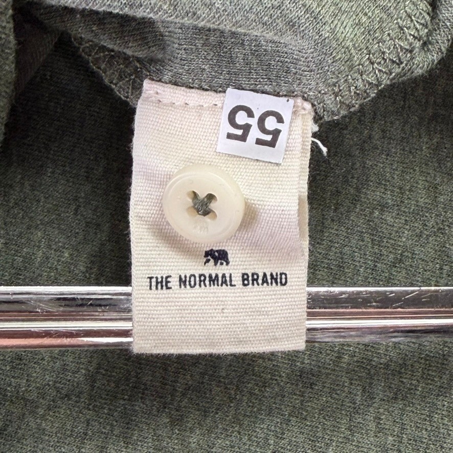 The Normal Brand Mens Large Olive Green Long Sleeve Raglan Henley Shirt Casual