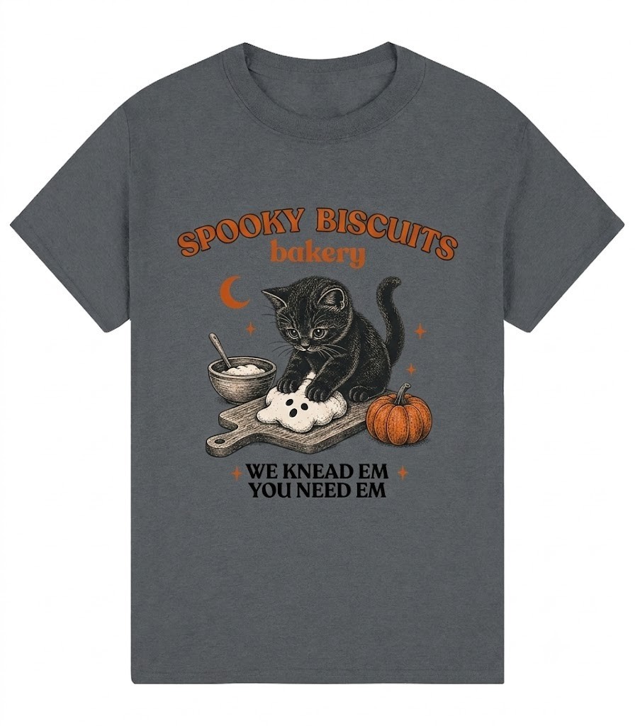 Spooky Biscuits Cat Shirt Halloween Fall T Shirt Vintage Baking Pumpkin Gift for
