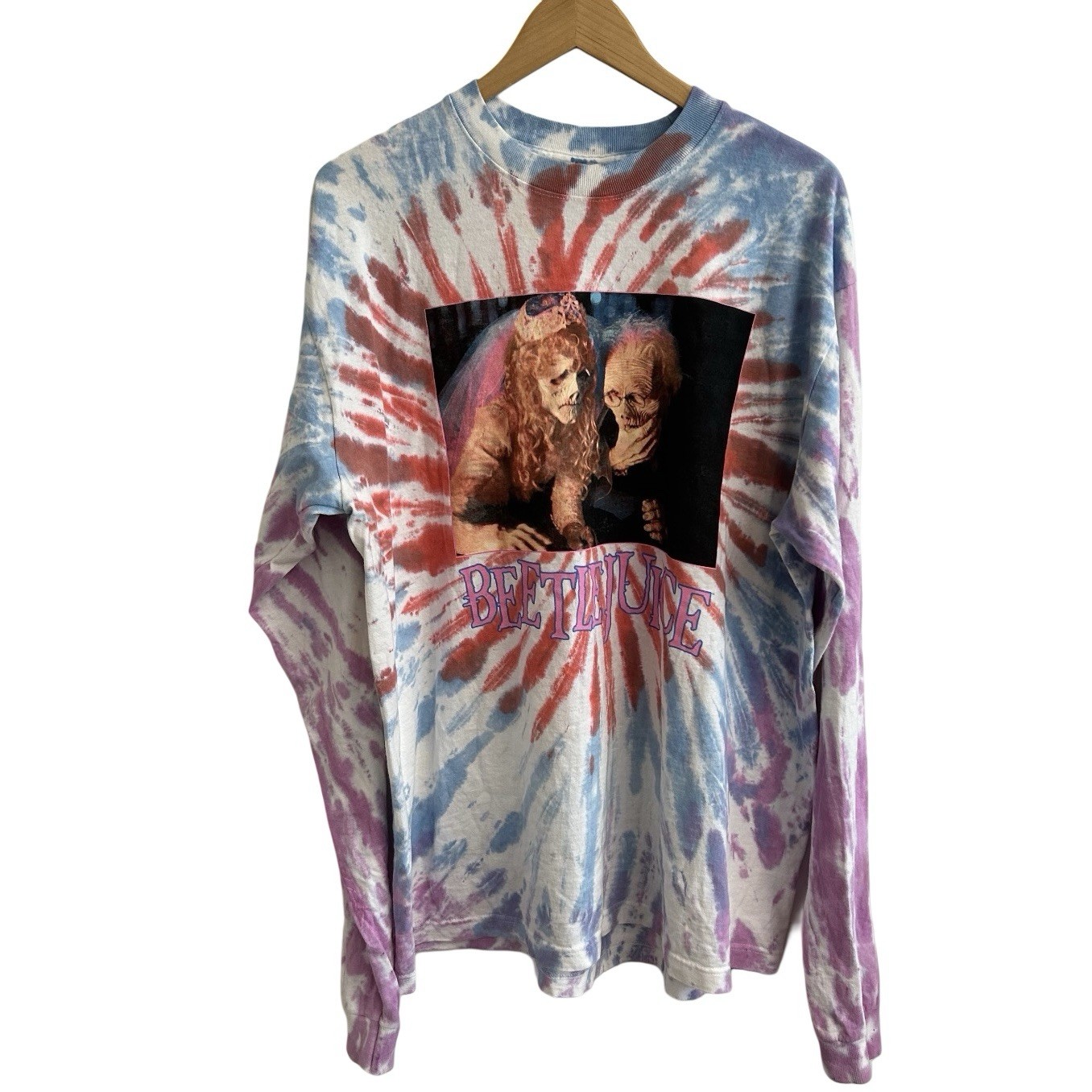 Beetlejuice Shirt Tie Dye Long Sleeve Unisex XL Graphic Print Cotton Tee