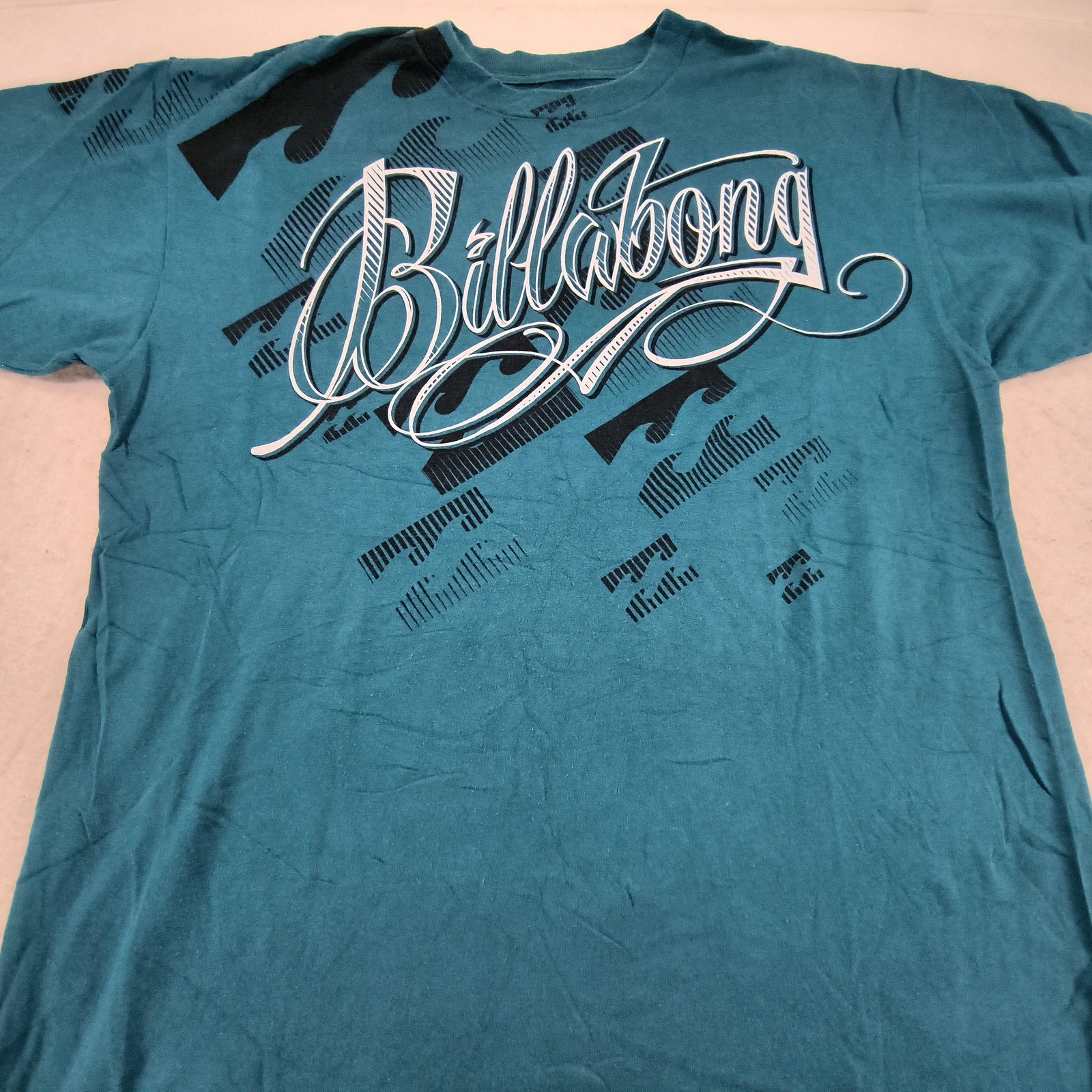 Billabong Casual Crew Neck Short Sleeve Graphic T Shirt Mens Size Large L Blue