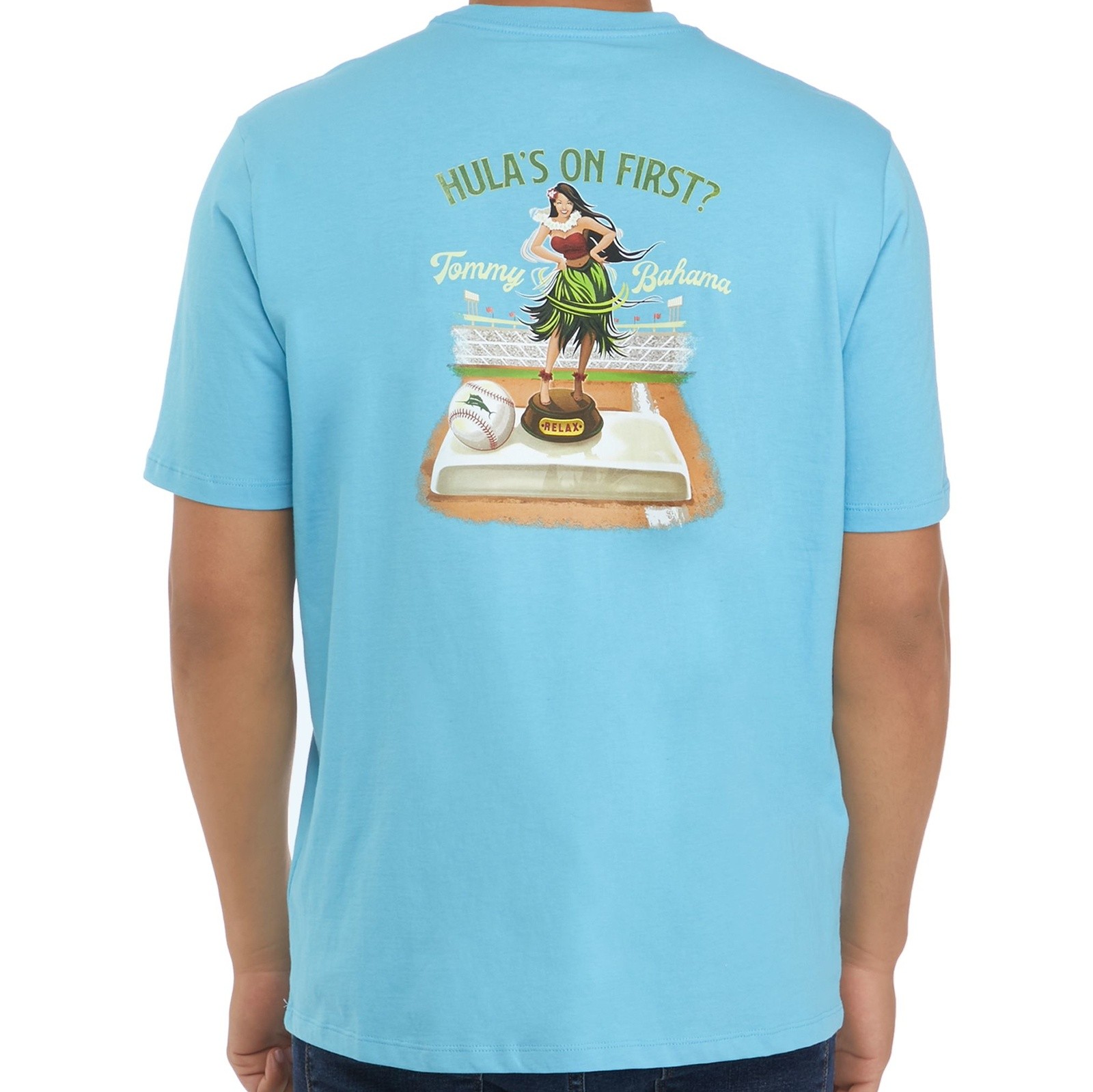 Tommy Bahama ‘Hula’s on First’ Graphic Tee – Turquoise Haze – 100% Cotton – Men’