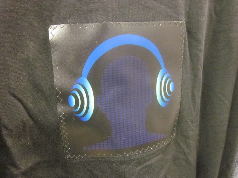 Blue Headphone LED Panel Light Up T Shirt Sound Activated DJ Party Rave Size M