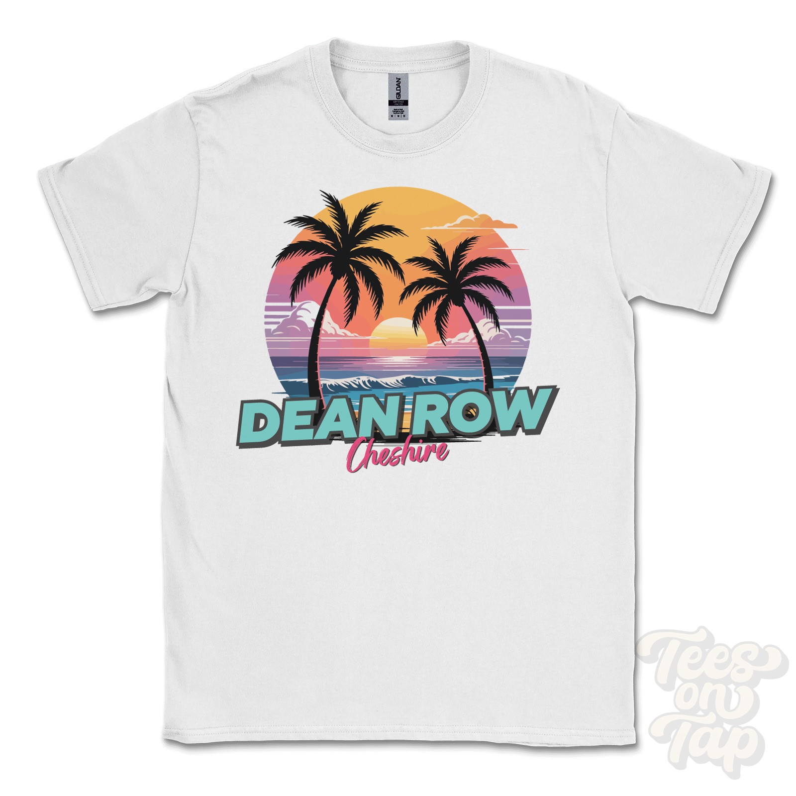 DEAN ROW CHESHIRE T-SHIRT – Retro Miami Style Funny UK Summer Parody