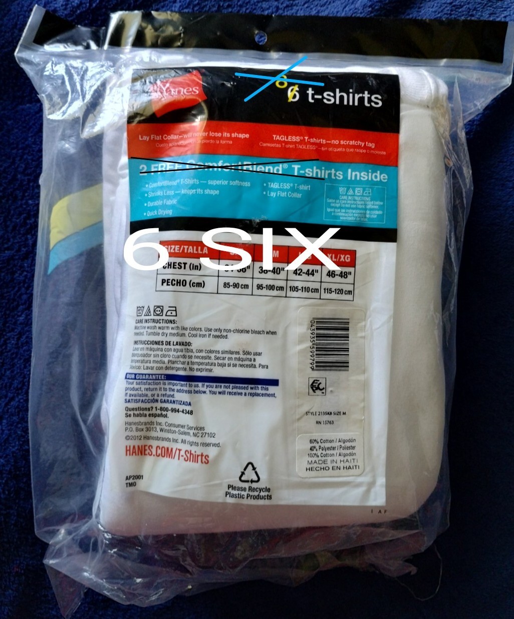 (6) New Hanes Tagless ComfortSoft ComfortBlend Undershirts T-Shirts Med Open Bag