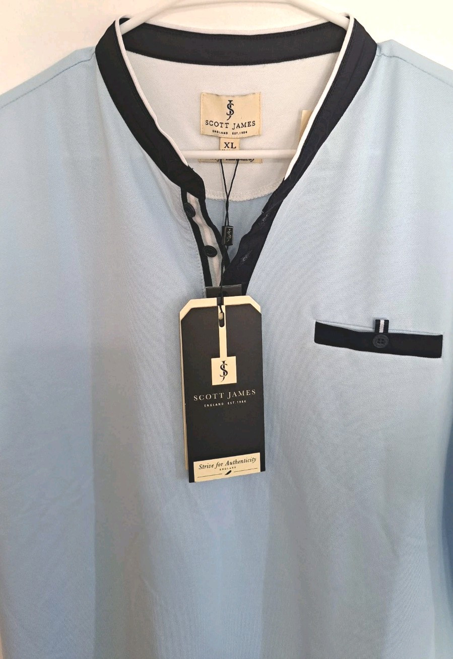 Scott James Men’s XLarge Shirt Dusty Blue/Navy Color New With Tags $58 Original