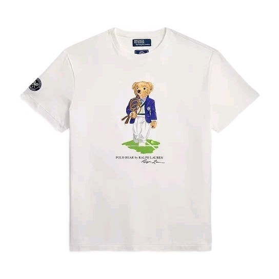 NWT Polo Ralph Lauren Wimbledon Polo Bear Sz Medium Mens White T-Shirt 2026