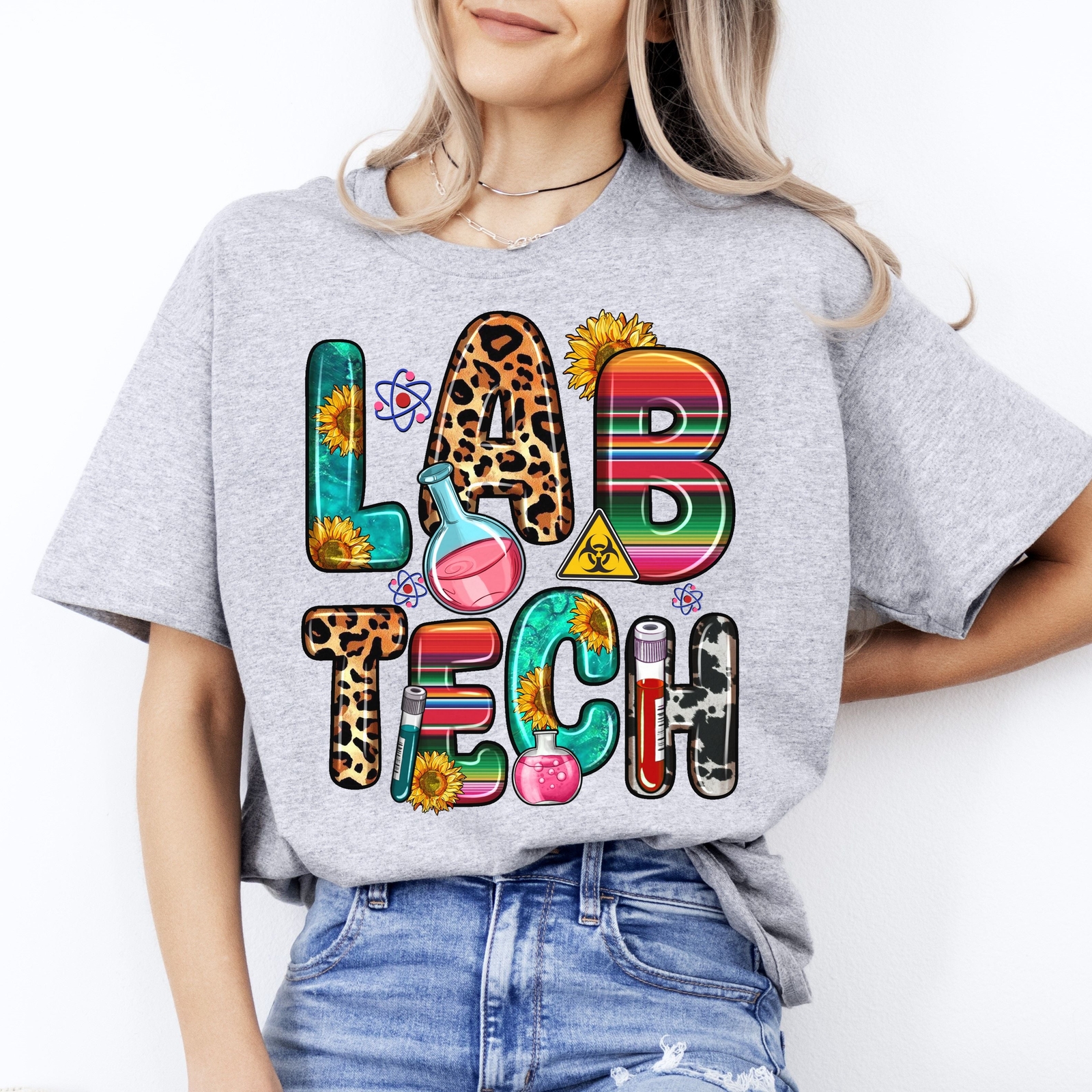 Lab tech T-Shirt gift Laboratory Technician Unisex tee Sand White Sport Grey