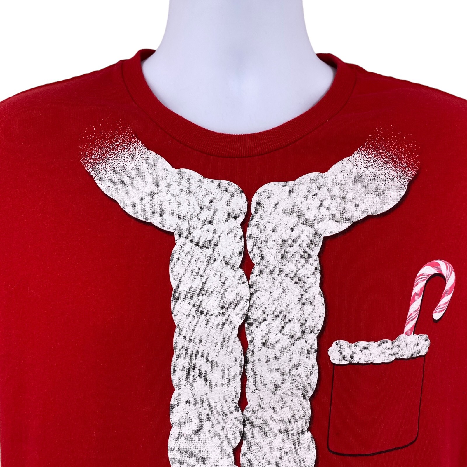 Holiday Time Mens Christmas Santa Claus T-Shirt Tee Size Medium Red Short Sleeve