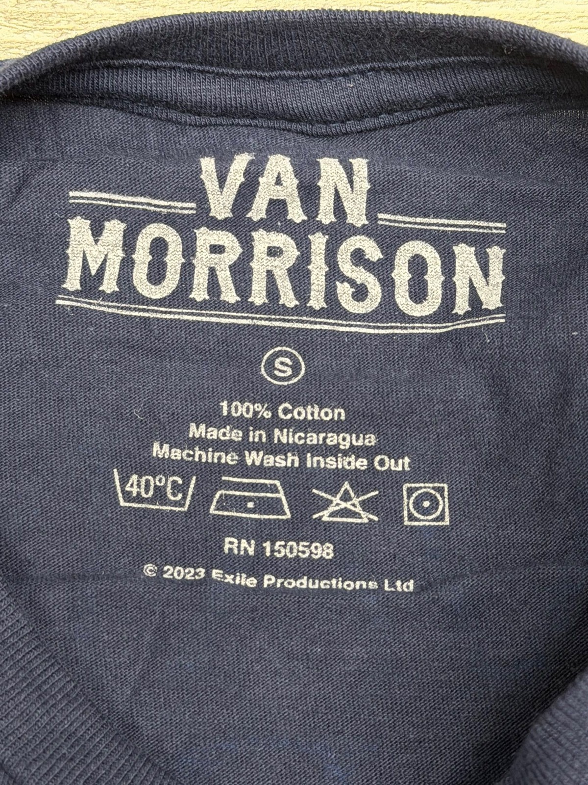 New Van Morrison US Tour 2023 Band T Shirt Mens Small Navy Blue Graphic Concert