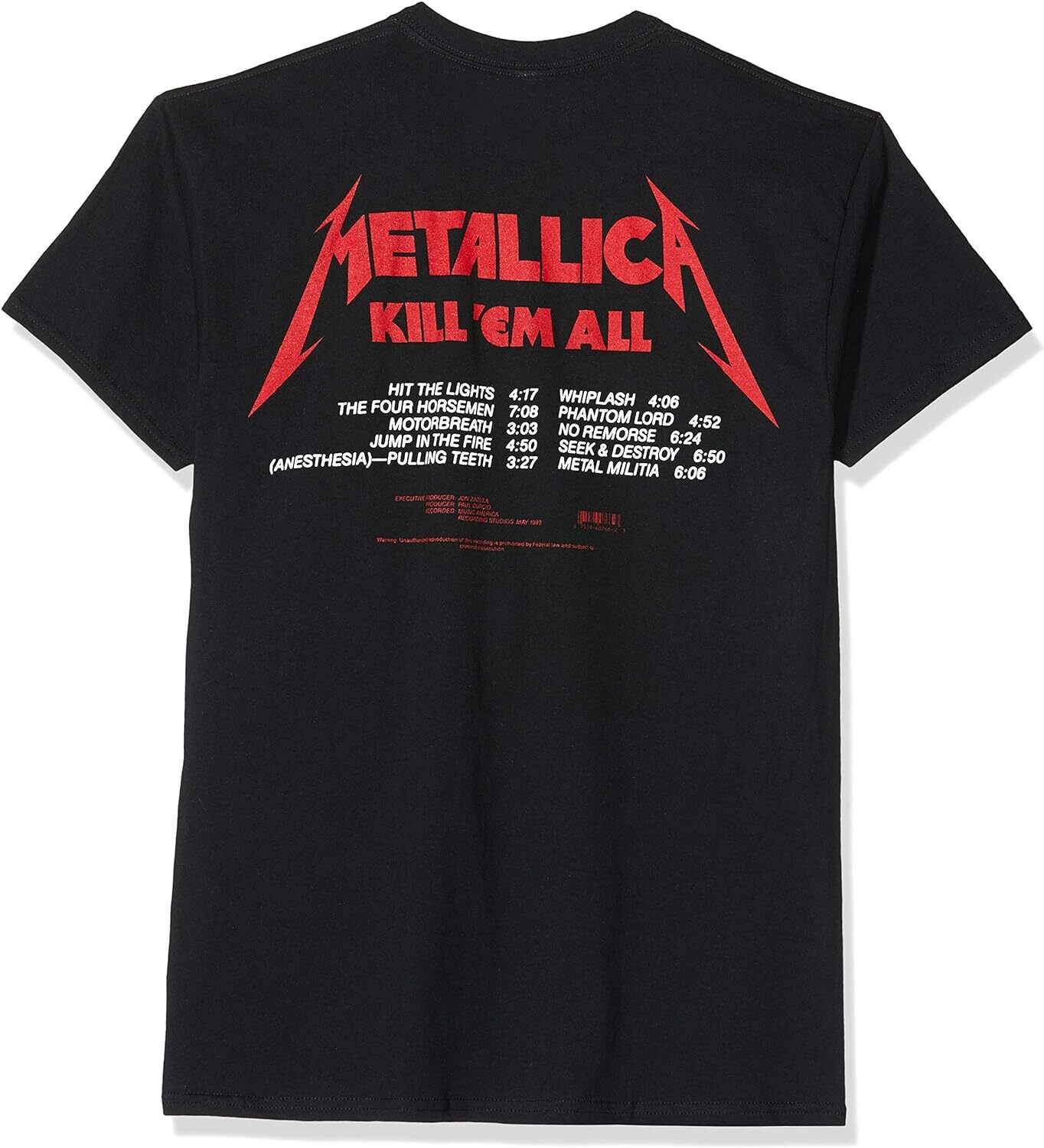 Authentic Metallica Kill ‘Em All Tracks T-Shirt S M L XL 2XL NEW