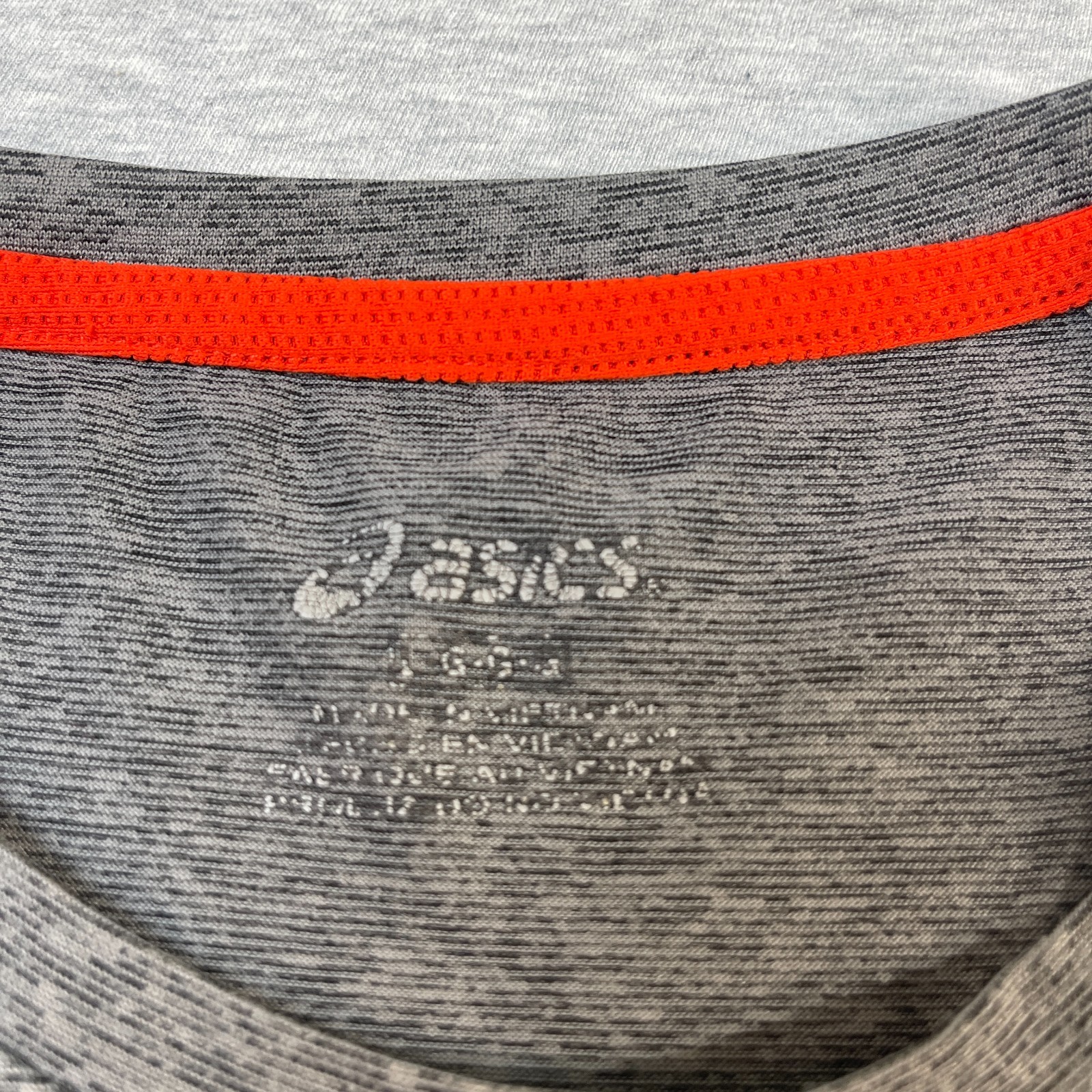 Asics Running Shirt Mens Large L Grey Heather Performance Crew Neck Mesh Panels