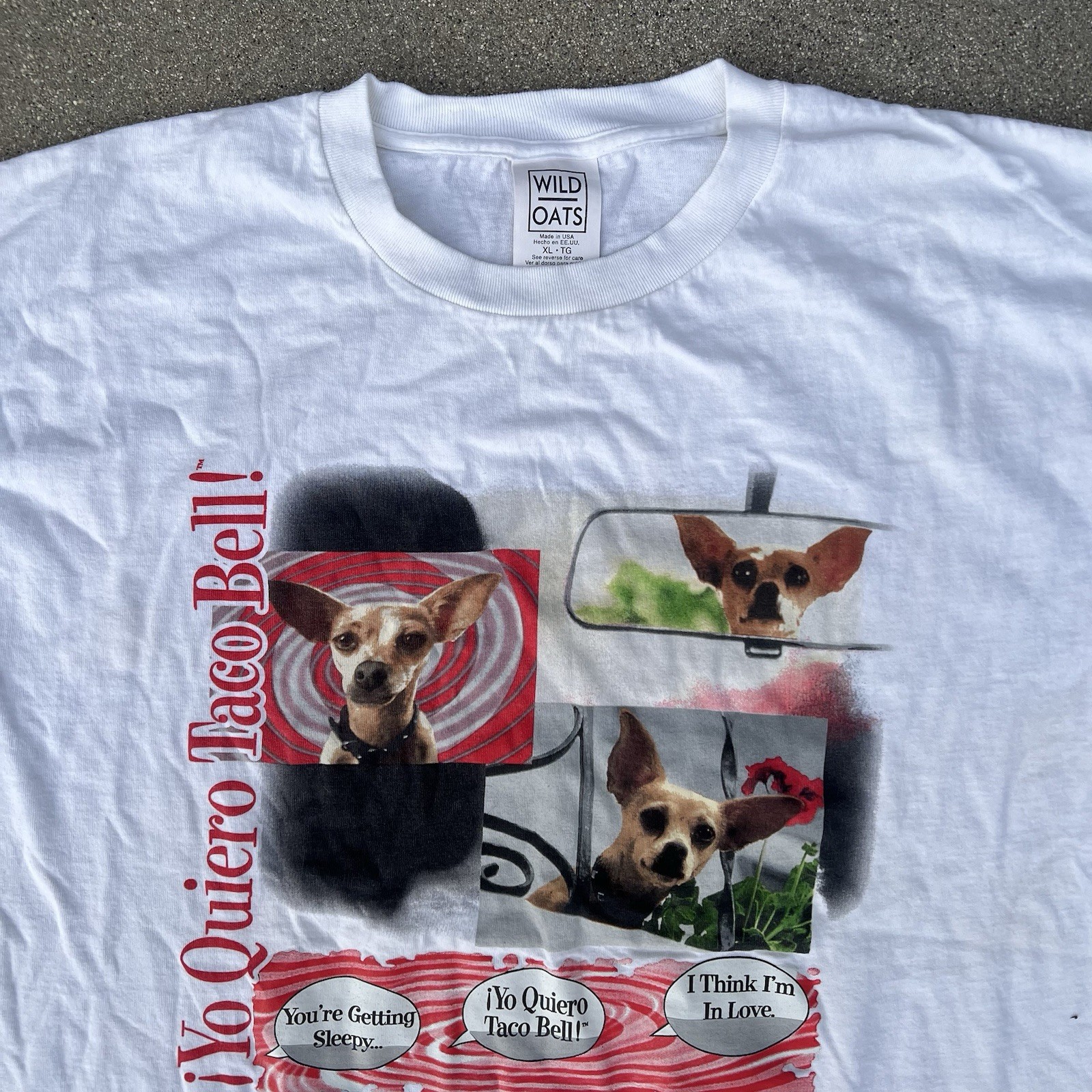 Vintage 90’s Yo Quiero Taco Bell Chihuahua Single Stitch Wild Oats T-Shirt XL