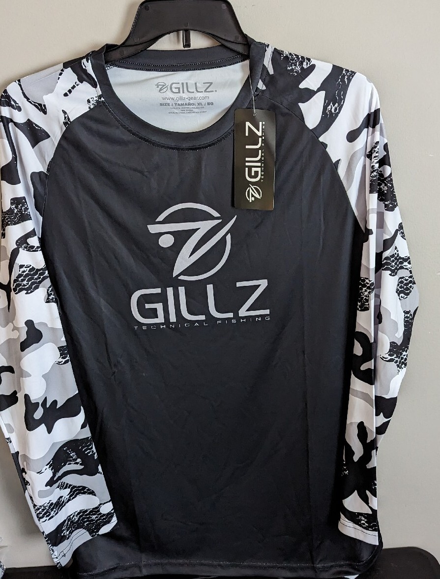 Gillz Men’s LS UV Tournament Series Black/White L/S FISHING Shirt Size 2XL NWT
