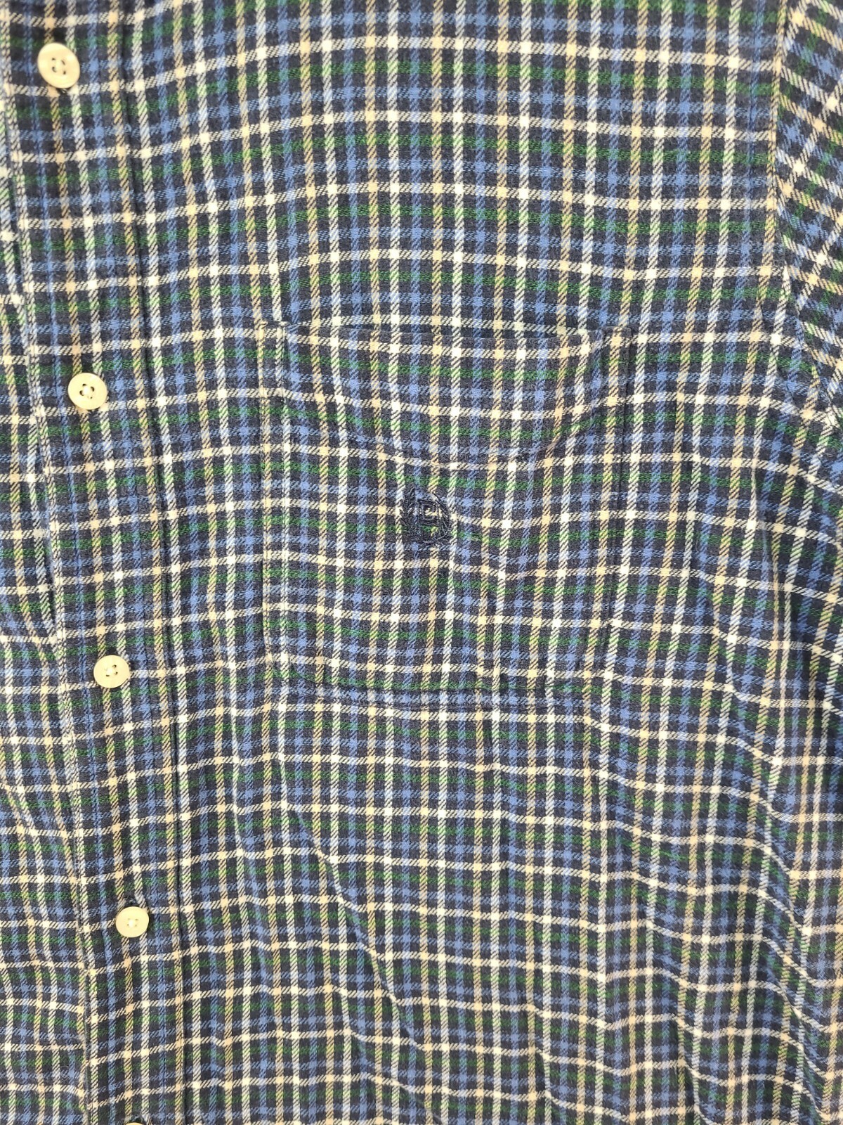 Chaps Mens Large Blue Plaid Long Sleeve Button Up Flannel Shirt