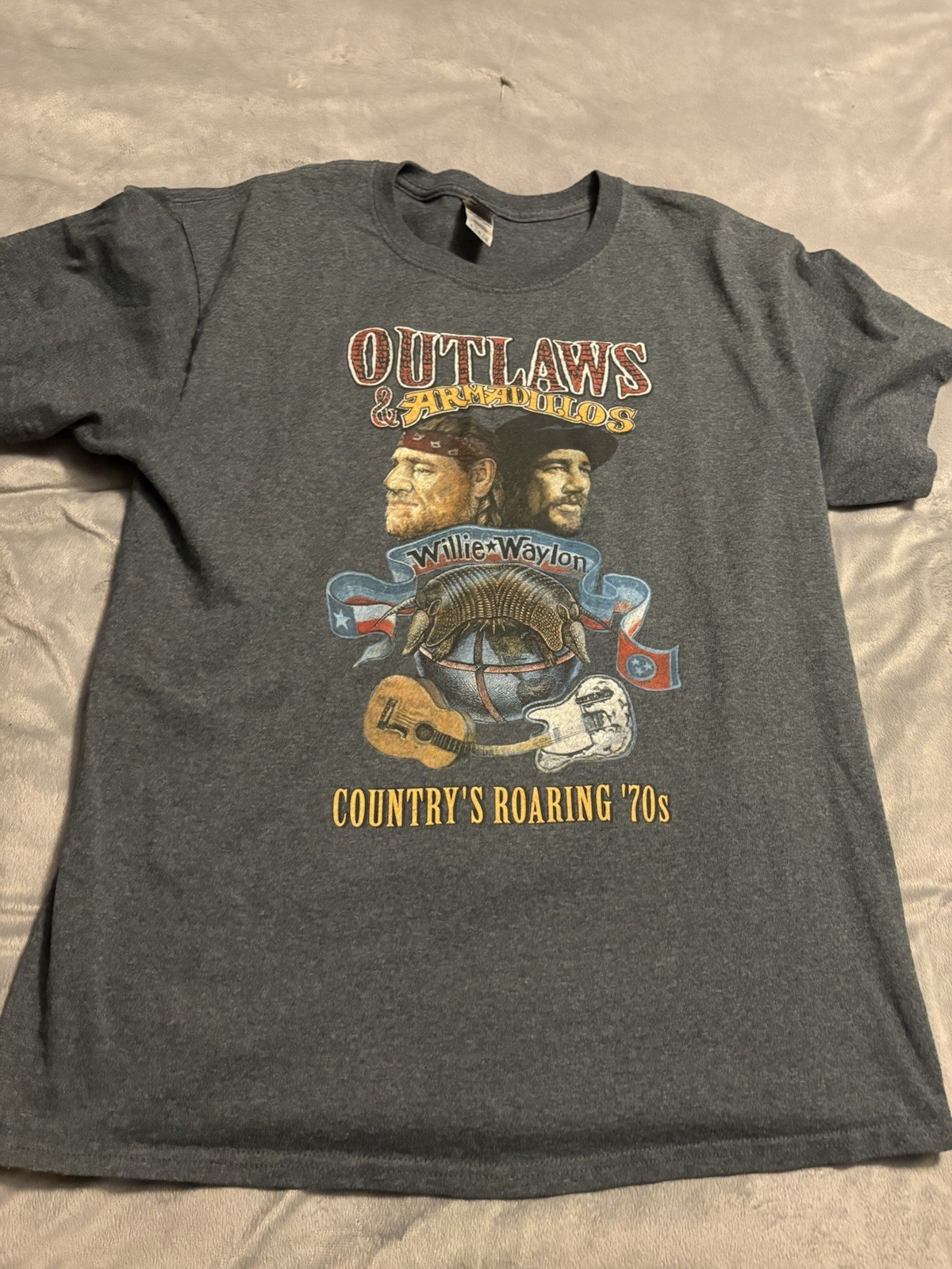 Willie Nelson Waylon Outlaws Armadillos Shirt Large Country Music Hall Fame
