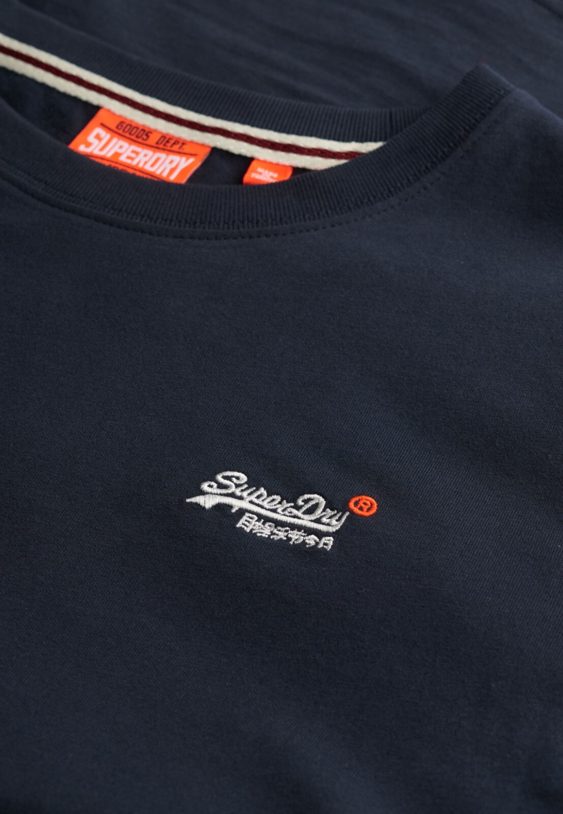 Superdry T Shirt Crew Neck Short Sleeve Contrast Emb Tee Black White Navy Blue