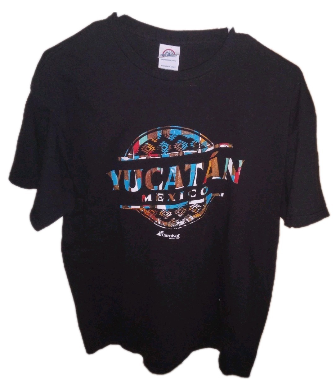 Yucatan Mexico Unisex Adult’s Large 100% Preshrunk Cotton Black Shirt By Delta