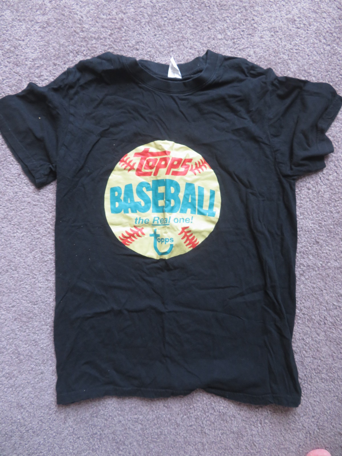 Homage Topps Baseball Cards The Real One Blue Crewneck T-Shirt Size Large