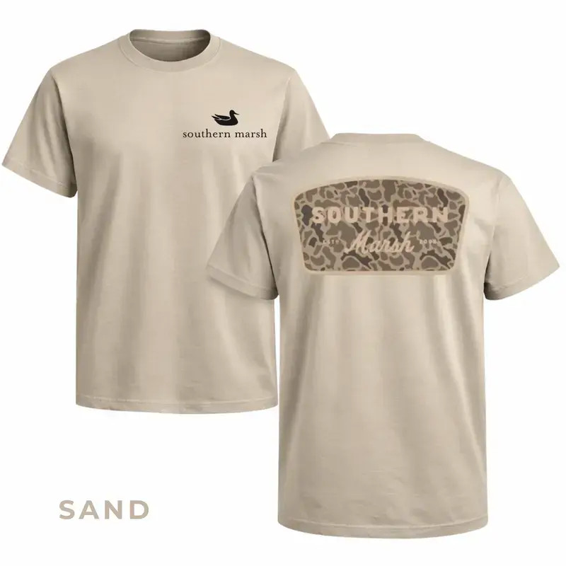 Southern Marsh Camo Logo T-Shirt, Southern Outdoor Graphic Tee, Hunting Style Sh
