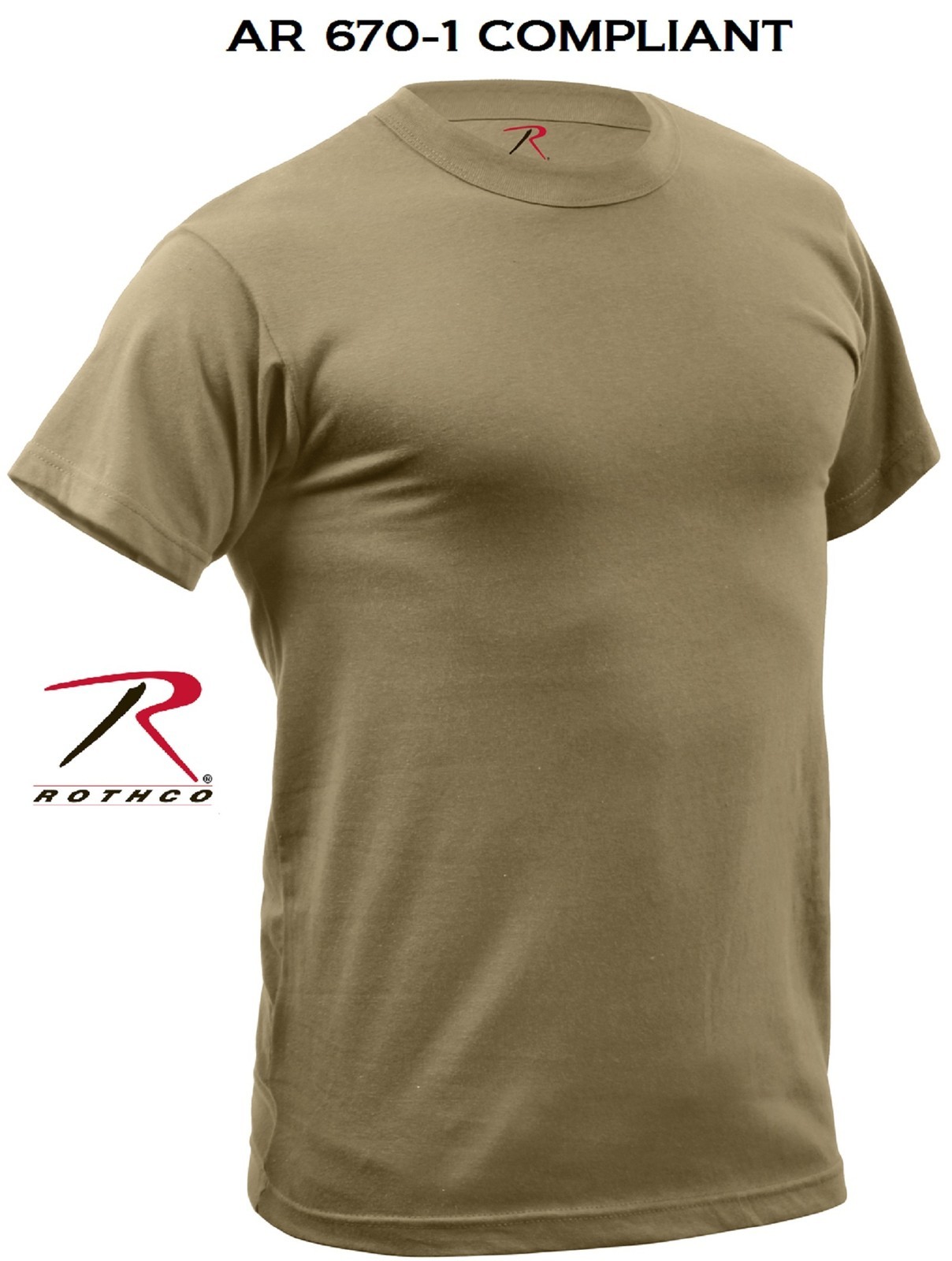 Mens Coyote Brown Quick Dry AR 670-1 Compliant Moisture Wicking Tee Shirt TShirt
