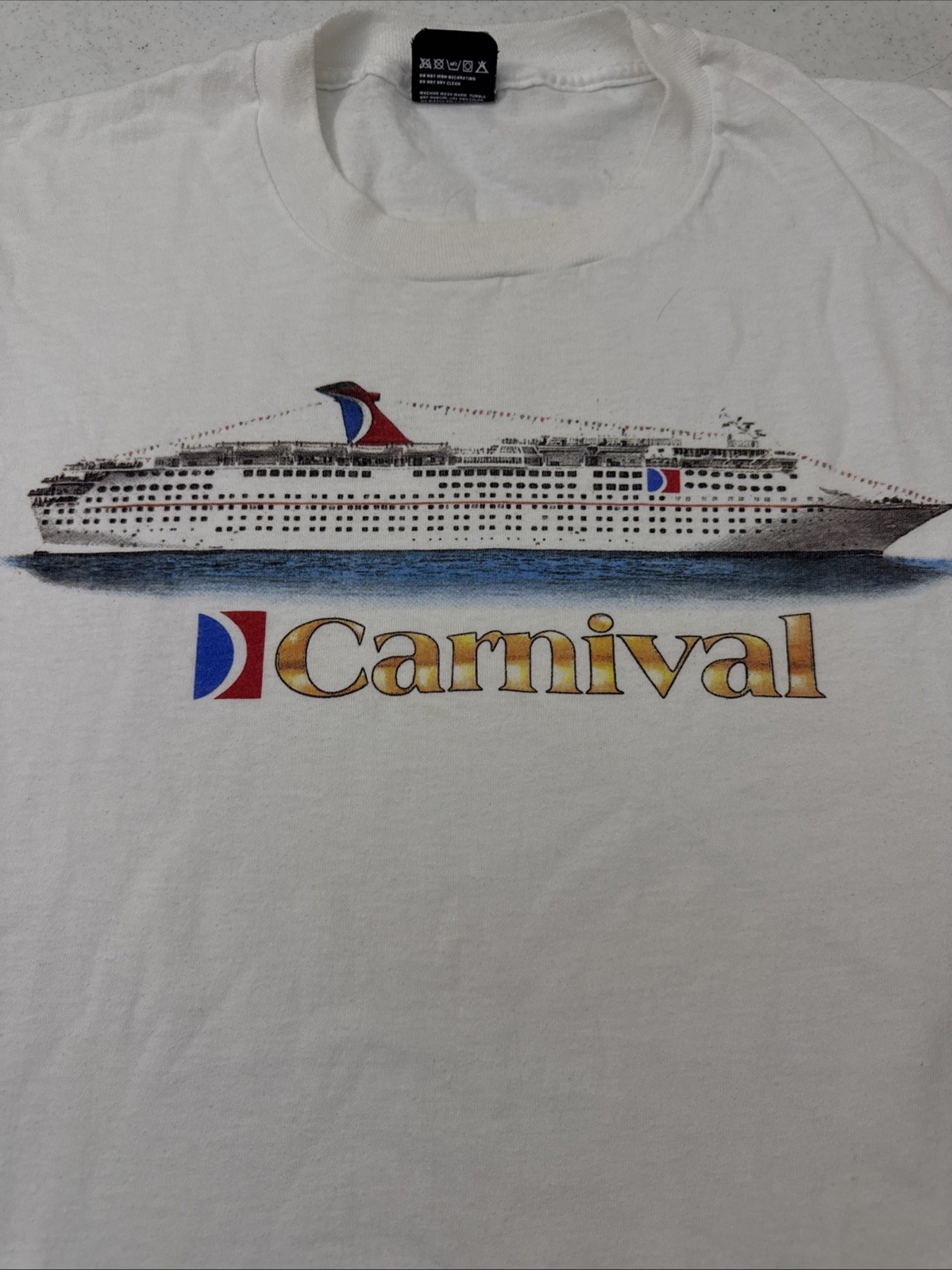 Vintage 90s Single Stitch White Carnival Cruise Ship T Shirt XL Tourist