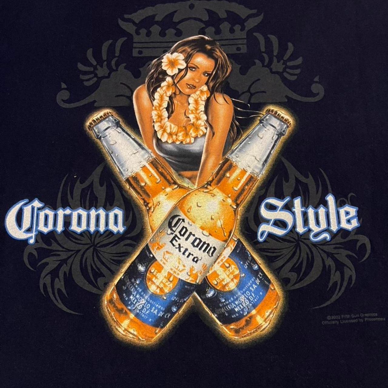 Vintage AAA Corona Extra Beer Blue Corona Style Shirt Mens Size XL