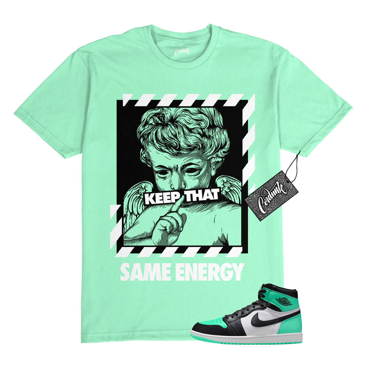 1 Green Glow Black White Mint Dunk Air Force T Shirt to Match ENERGY Jordan